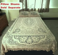 Twin Somerset Rose Lace Lined Coverlet 72" x 92" Organic Cotton khaki Bedroom