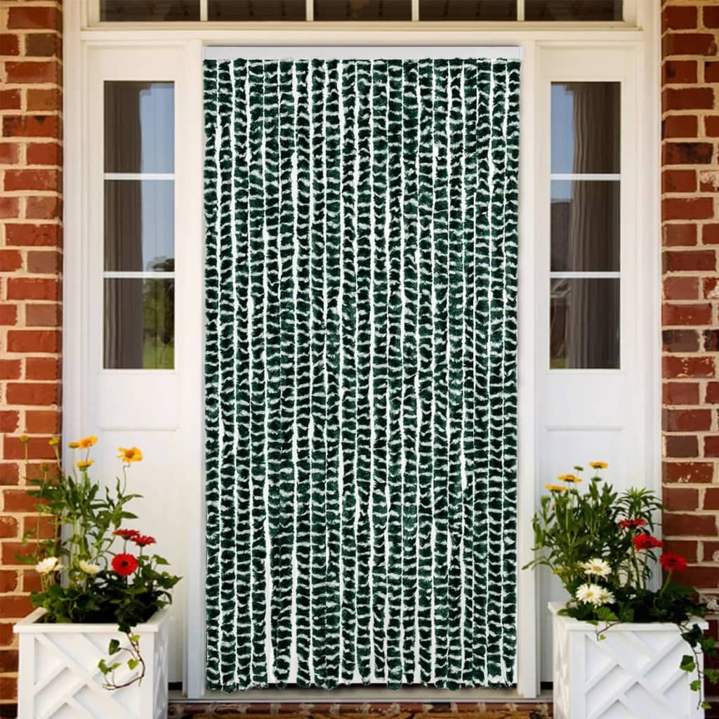 Tenda Porta Interni Ciniglia 90x200 Verde-Bianco vidaXL | Design