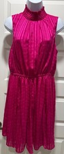 NINE WEST GODET MINI DRESS FUCHSIA LINNED ELASTIC WAIST SIZE MEDIUM