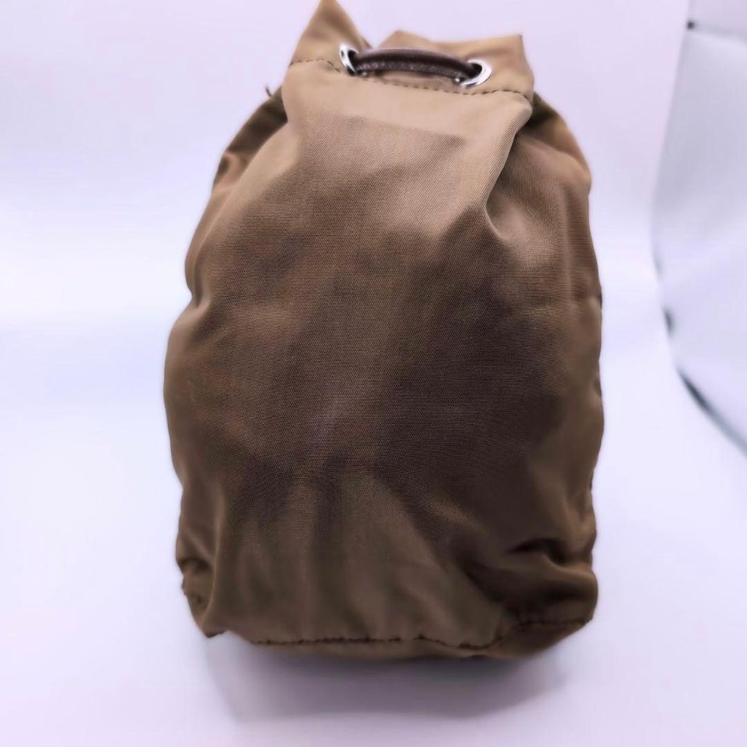 PRADA Nylon Pouch Drawstring Brown Triangle Logo - image 3
