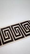 Stroheim  Frabricut Greek Key Decorative Trim, Tape, Gimp Black & Natural NEW