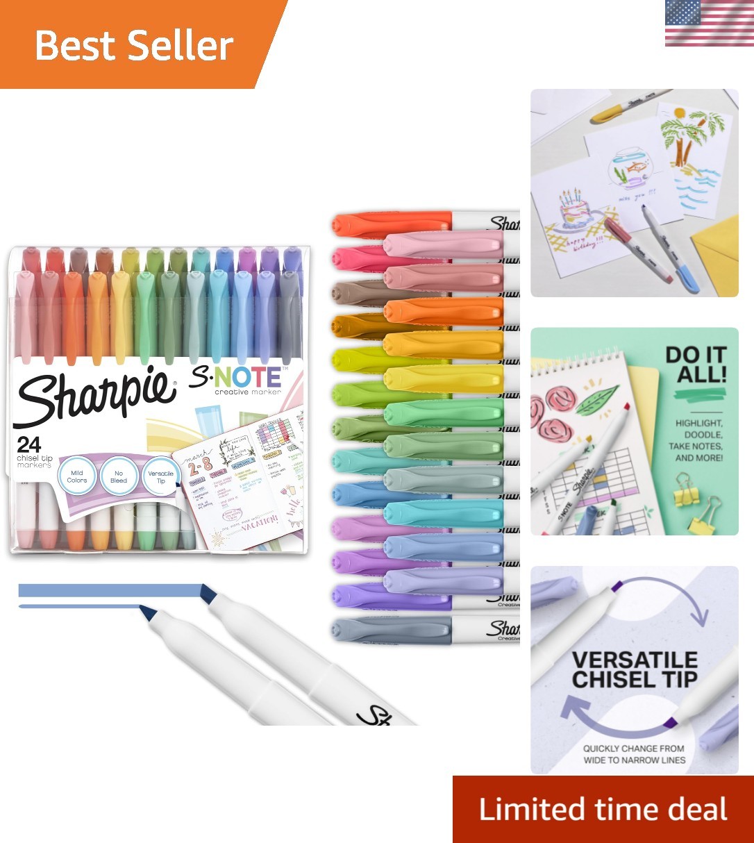 S-Note Creative Markers, Pastel Highlighters, Art Marker Set, Assorted Colors...
