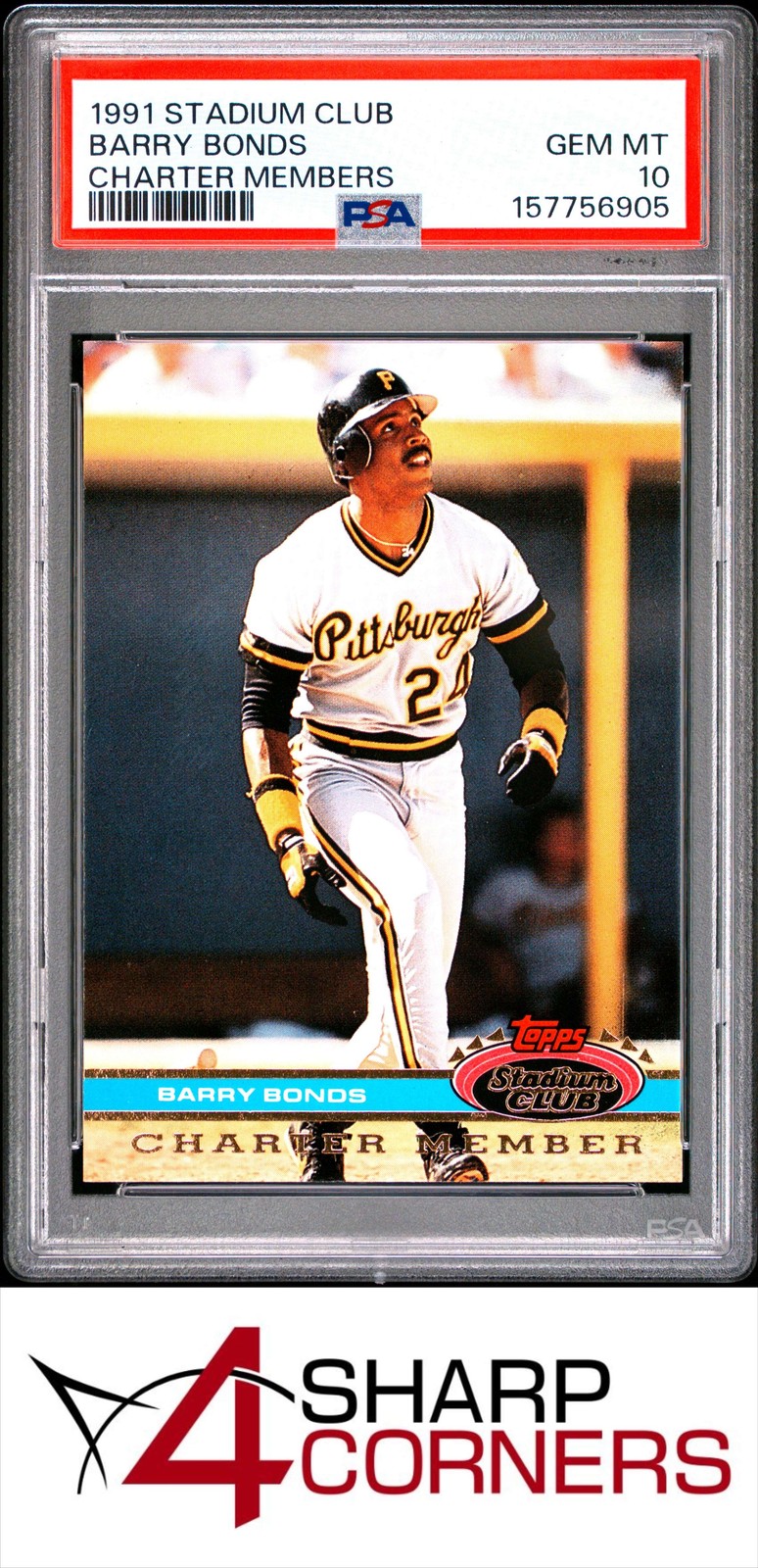 1991 STADIUM CLUB CHARTER MEMBERS BARRY BONDS PIRATES PSA 10