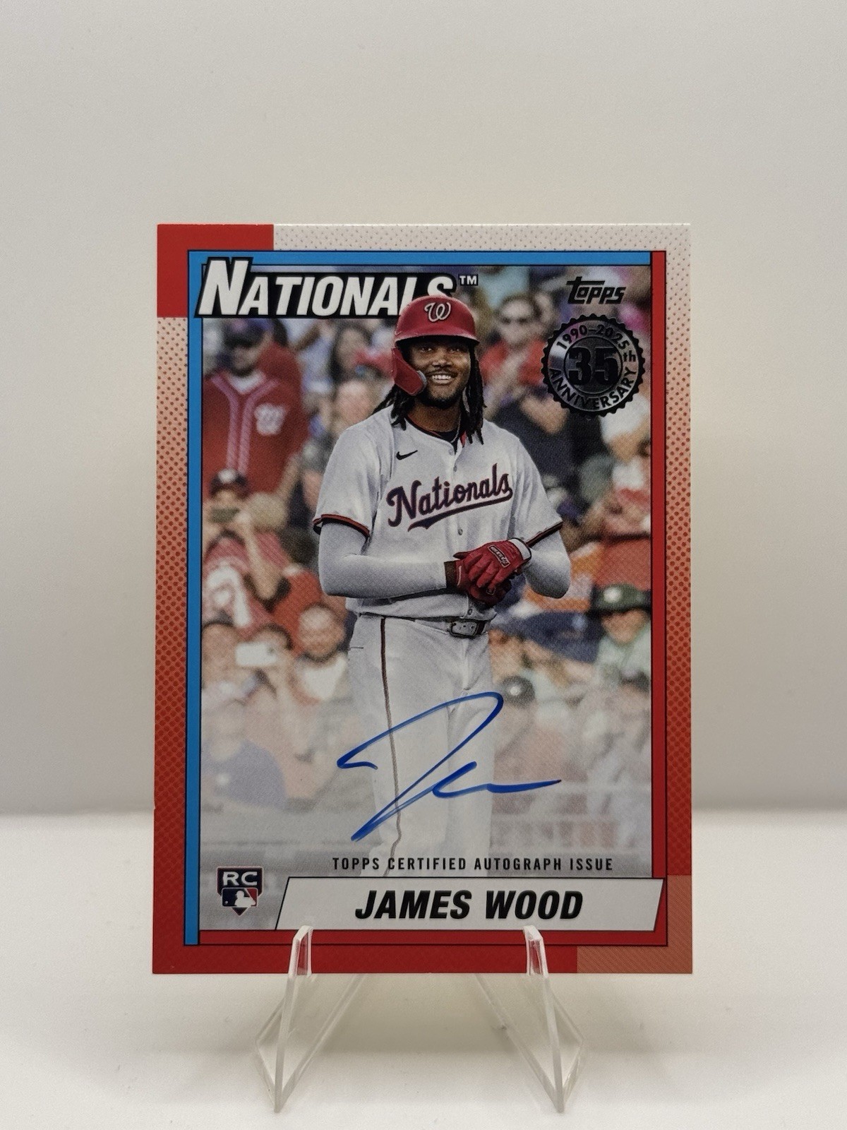 2025 Topps Series 1 35th Anniversary James Wood Auto Rookie Card 1990 #90A-JWO