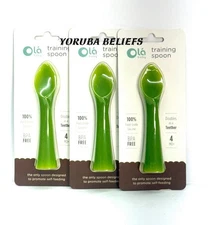 Ola Baby Silicone Training Spoons Teether Lot Of (3) Green Feeding Flexible