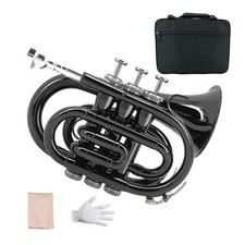 Yinfente Pocket Trumpet Bb Flat Brass Material Nice Sound for Beginner/Student