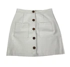 Dotti Skirt White Size 10 Faux Leather Pencil Button Front Pockets Lined