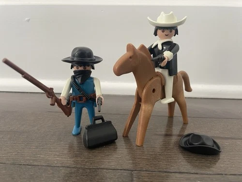 Playmobil 3383 Western Bandit + Cowboy and Horse Vintage