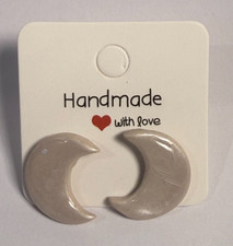 Cute moon stud earrings, handmade from polymer clay