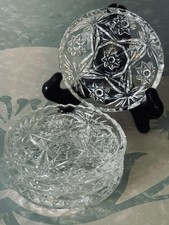 Set of 4 Vintage Anchor Hocking Prescut Clear Star of David Glass Coasters