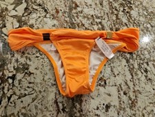 Victorias Secret The Hottie Cheeky Swim Bikini Bottom Gold Logo New
