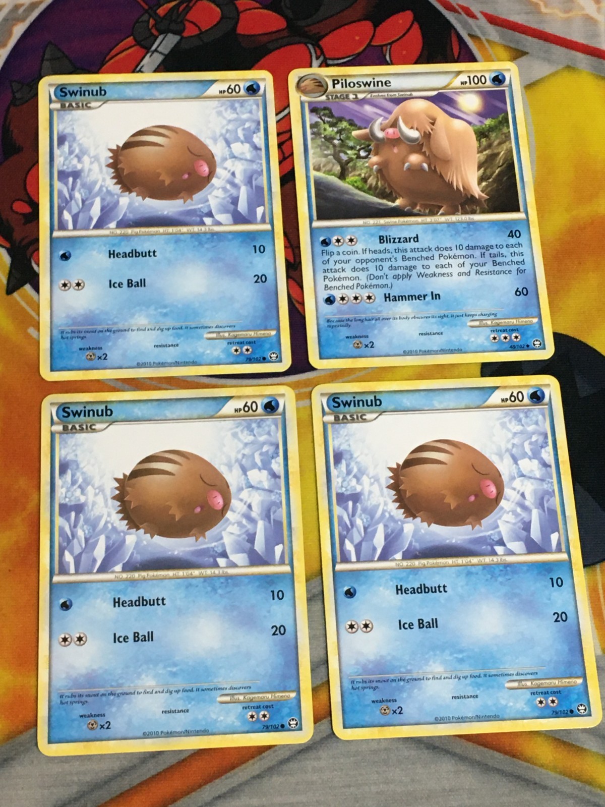 D802 POKEMON TCG TRIUMPHANT 2010 SWINUB 3X 79 PILOSWINE 48 NM-LP
