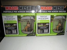 2 Magic Mesh Portable Pod Screen Shelter Pop Up Mosquito Camp Tent Magnetic Door