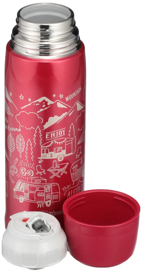 Bouteille D'Eau Zojirushi En Acier Inoxydable Avec Tasse Rouge SJ-JS08-RA Japon - Photo 2/4
