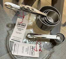 ALL-CLAD Stainless Steel 8-pc Set 4-Standard Measuring Cups, 4 Spoons Silver NWT