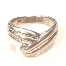 Womens 925 Sterling Silver Ring Sz 5 Stamped Modernist Ribbed Design Band