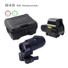 G45 5X Magnifier 558 Holographic Red Green Reflex Tactical Sight Scope QD Mount