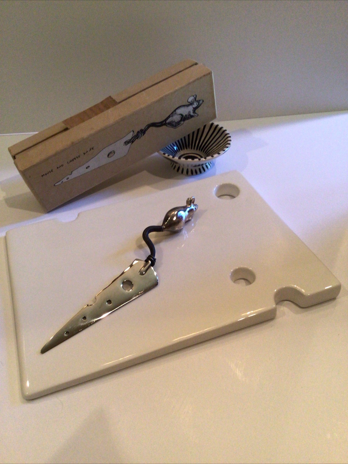 MICHAEL ARAM MOUSE AND CHEESE KNIFE AND PLATTER VINTAGE NOS EMILIA CASTILLO