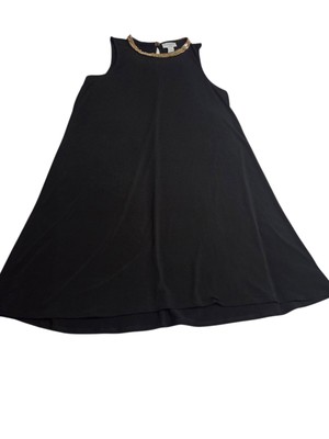 Carmen Marc Valvo Dress Women's L Black Gold Chain Romantic Cocktail Elegant G11