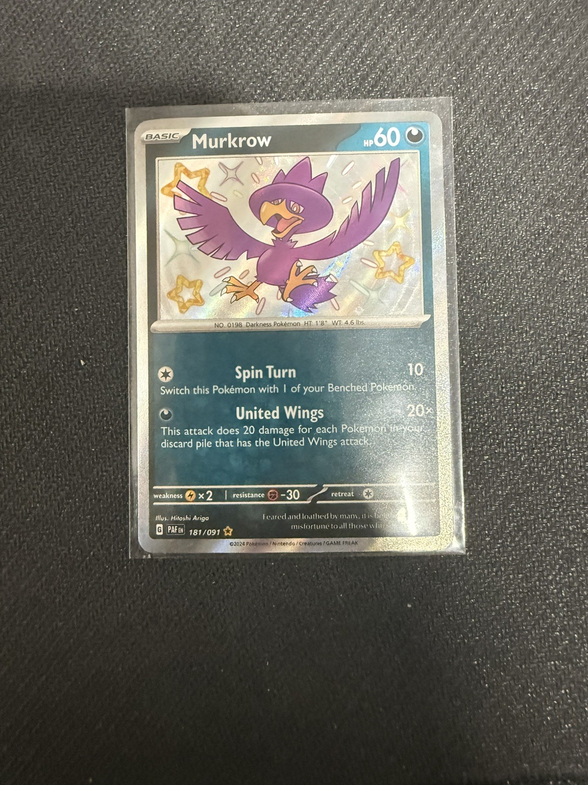 Murkrow 181/091 (NM) - SV: Paldean Fates - Shiny Rare - Pokemon TCG