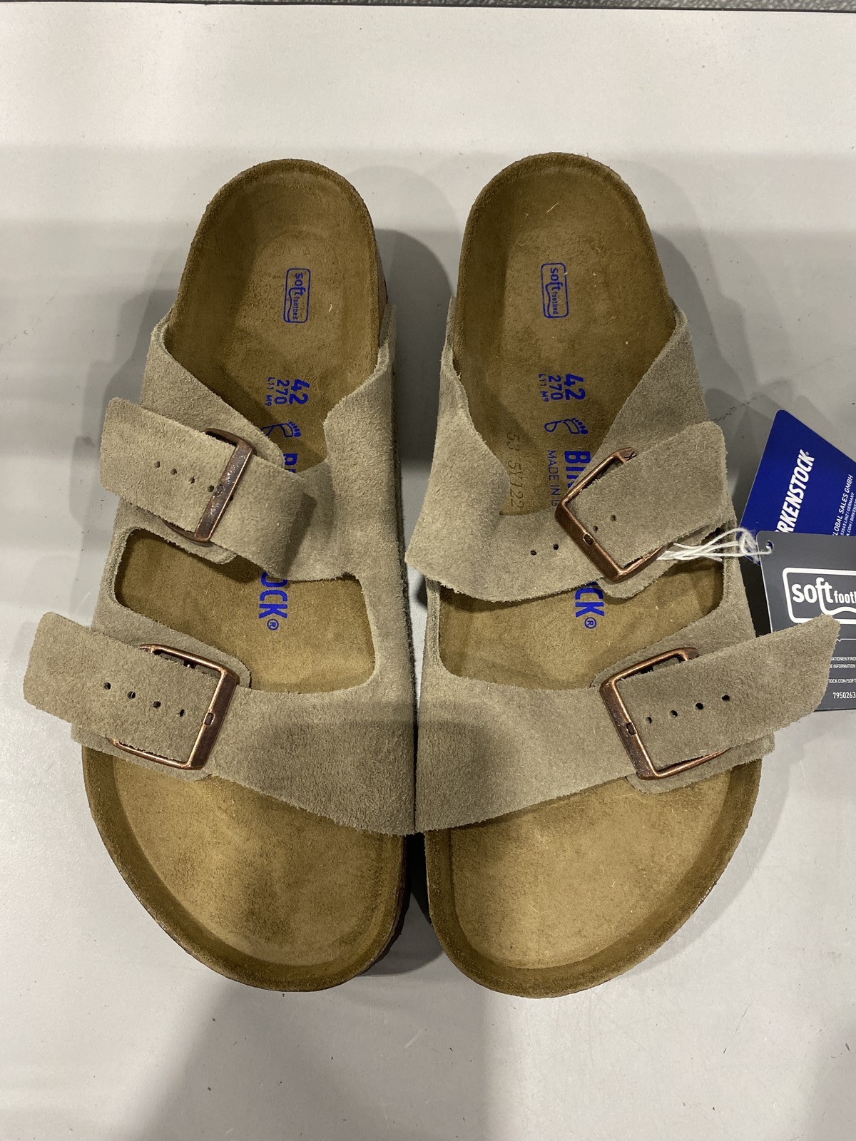 Birkenstock Unisex Arizona BS Two-Strap Sandals Shoe Taupe Suede Size M/9 W/11