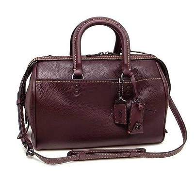 Coach Bordeaux Leather 2-Way Boston Bag with Adjustable Strap