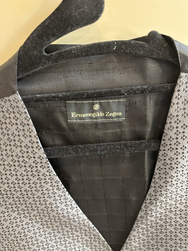Ermenegildo Zegna Geometric Satin Tuxedo Vest Black Silver 38” Chest - Picture 4 of 8