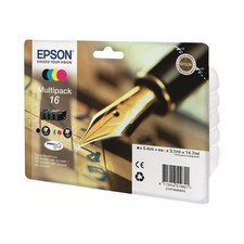 EPSON T1626 Stylo Plume 16 Cartouche d'encre Noir, Cyan, Magenta, Jaune (C13T162