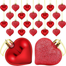 24 Pieces Valentine'S Day Heart Baubles Ornaments Heart Shaped Decoration Bauble