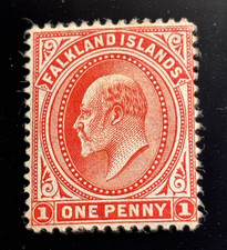 FALKLAND ISLANDS stamp GB 1904 Edward 1d / Sg 44 / MH OG / 6F195