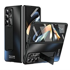 For Samsung Galaxy Z Fold7 6 5 4 3 Metal Stand Matte Case with Screen Protector