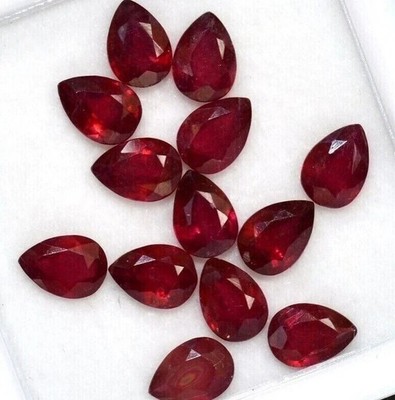 AAA+ 200 Ct Natural Certified Burmese Red Ruby Lot Pear Cut Loose LG Gemstone