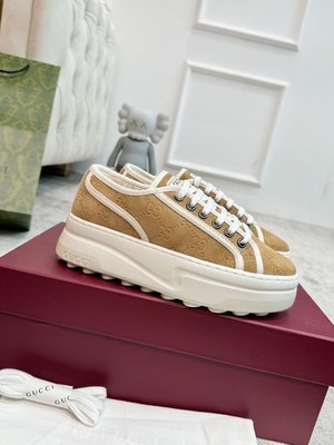 Gucci GG plain pattern platform women's low-top sports shoes, cream color