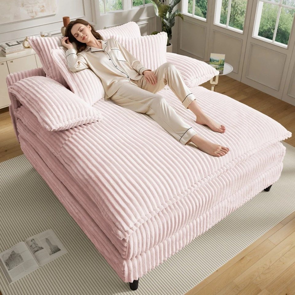 Sofá chaise lounge de gran tamaño 57,08" W sofá tapizado con 3 almohadas Foto 2 de 4