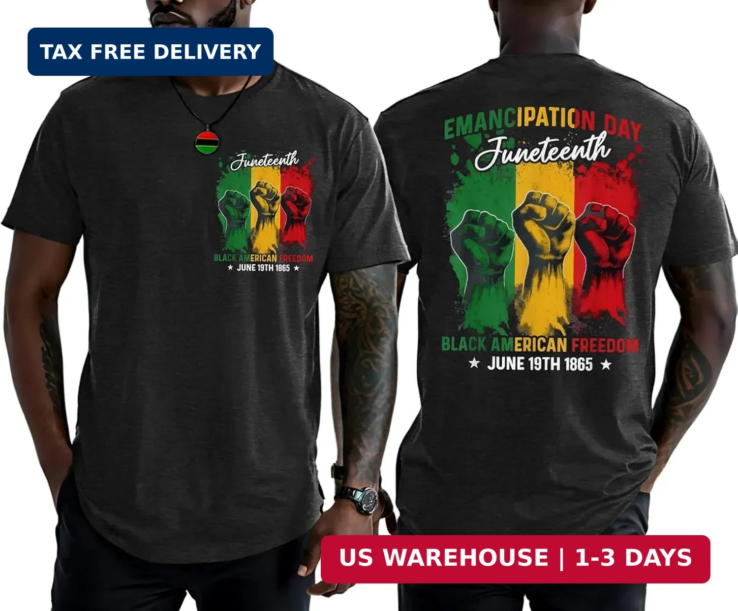 Juneteenth Shirt for Men 1865 Celebrate African American Freedom Tshirts Black H