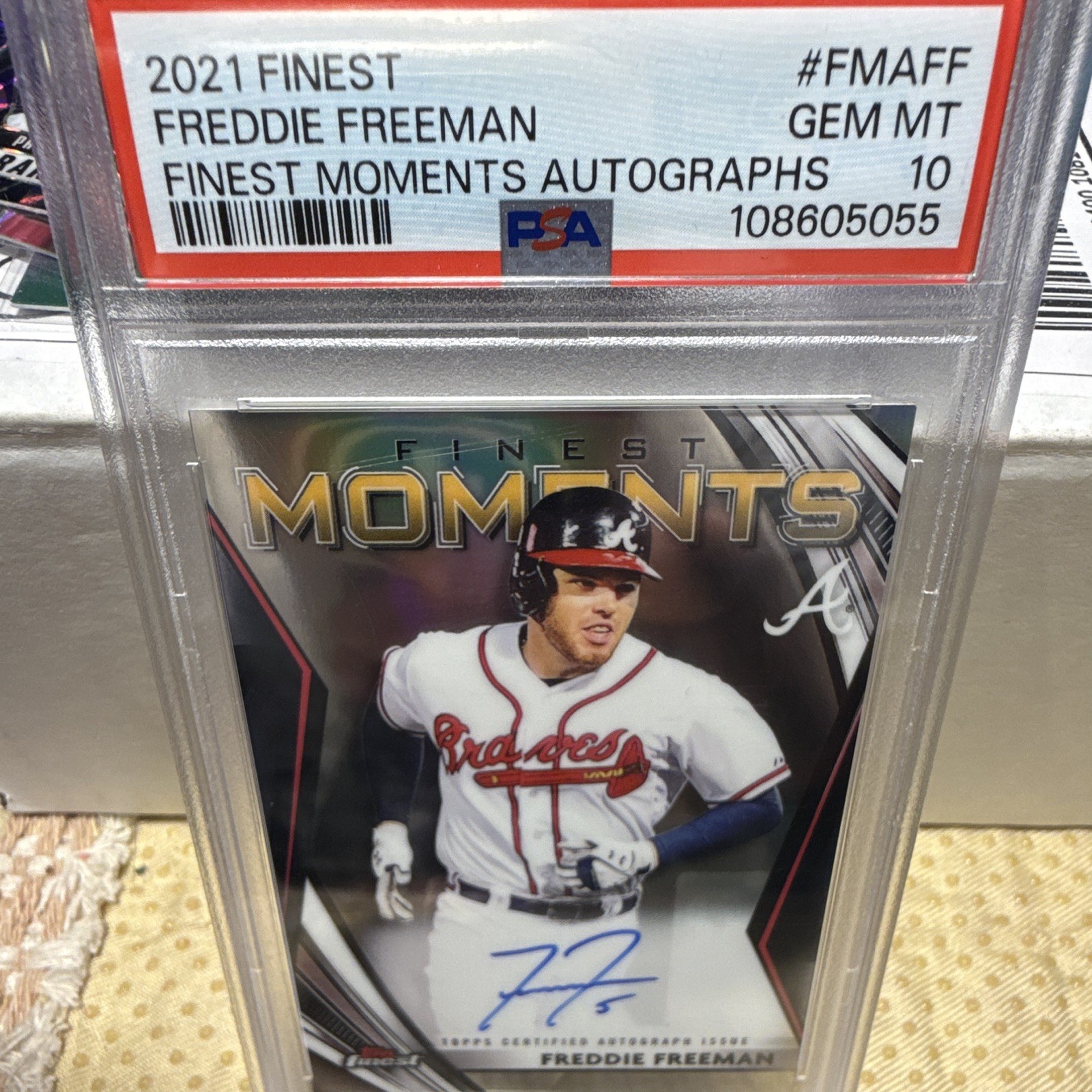 Topps Finest Freddie Freeman Braves Finest Moments Auto #FMA-FF PSA 10 108605055