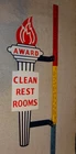 VINTAGE STANDARD GASOLINE TORCH CLEAN RESTROOM 24" METAL GAS & OIL BATHROOM SIGN