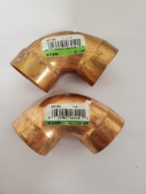 *2* NIBCO 1-1/4 in. Copper DWV 90-Degree Cup x Cup Elbow Fitting (C907HD114)