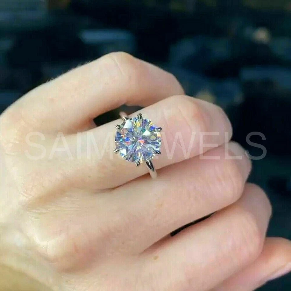 10.30 Ct Round White Diamond Solitaire Engagement Ring In 14k White Gold Plated - Image 2 of 4