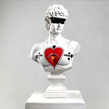 17" Large David Eye of Heart Sculpture, Pop Art Street Art Statue Modern Decor