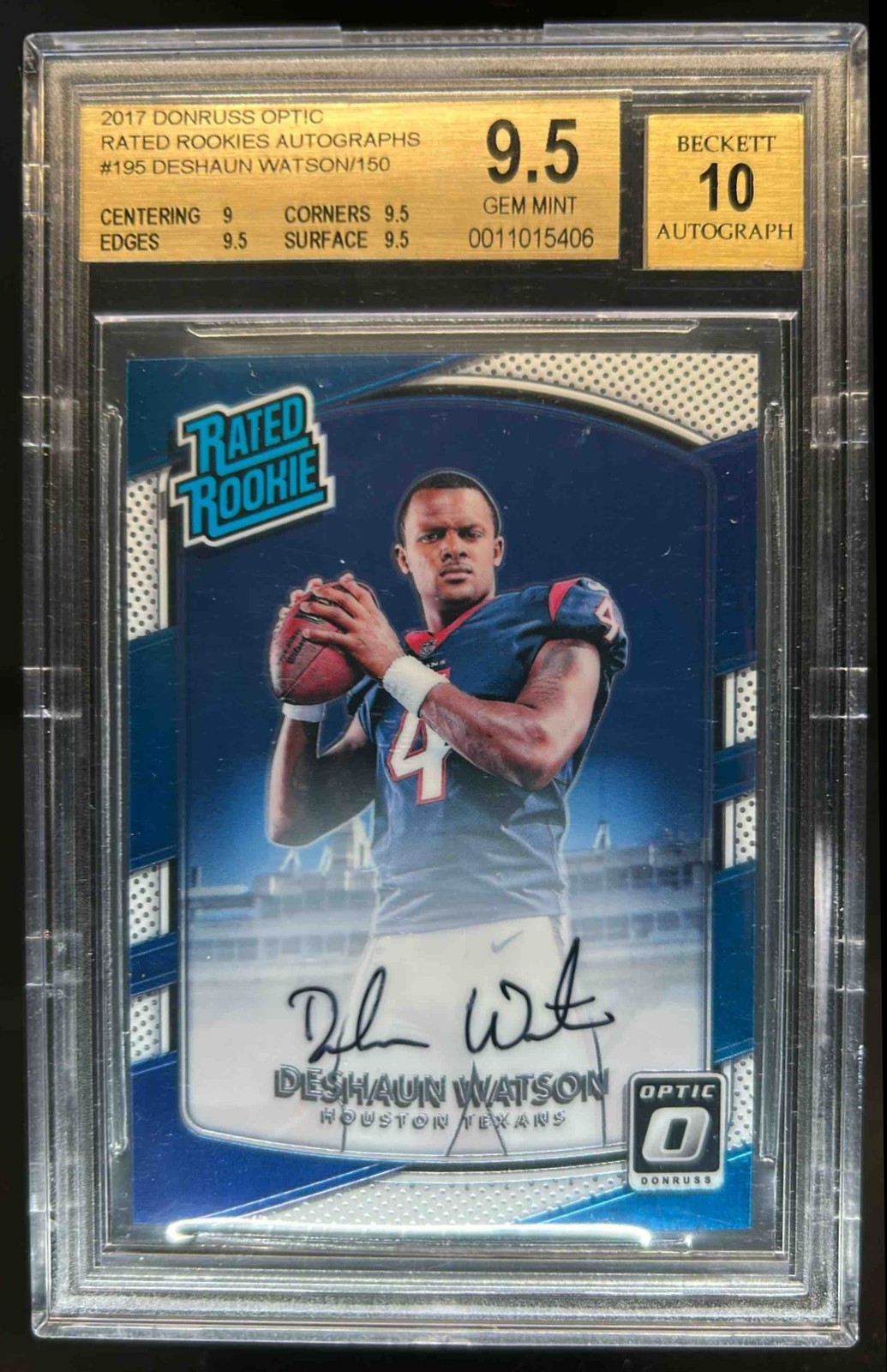 Deshaun Watson Panini Playoff Optic Rated Rookies Autograph Preview Set #195 Base