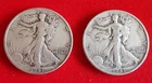 Lot of 2 1943 Liberty Walking US Silver Half Dollar Coins