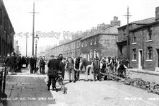 whh-2 Taking Up Old Tram Lines, Halifax Road, Hamer nr Rochdale 1905. Photo