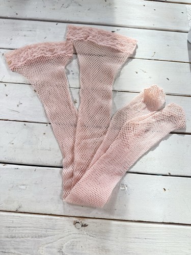 USA Vintage Frederick's of Hollywood Fishnet Thigh High One Size Pink 90's - Picture 2 of 5