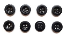 Vintage Military Buttons X8 British Small Four Hole Black For Fly Closures ETC