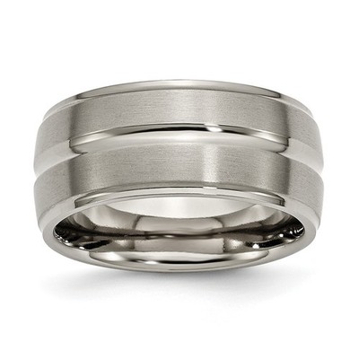Chisel Titanium Brushed and Polished 10mm Grooved Ridged Edge Band TB137