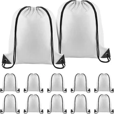 12 Pieces Drawstring Backpack Bulk DIY Drawstring Bags Nylon Draw String Sport B