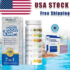 Merydi-8 in 1-100PCS Pool Spa water test strips+2pcs Bacteria Test For Water US