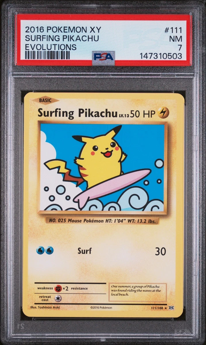 how much is a surfing pikachu pokemon card worth PSA (NM 7) Surfing Pikachu #28