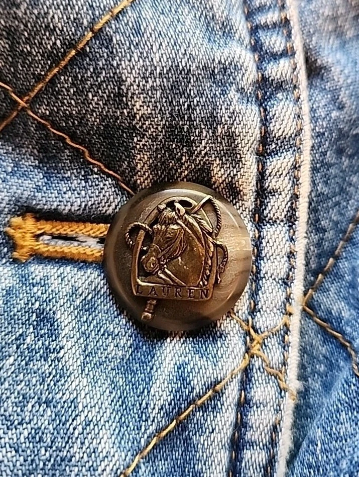 Chaqueta vaquera forrada acolchada de colección para mujer Lauren Jeans Company talla P/S ecuestre  Foto 4 de 4